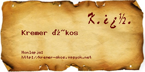 Kremer Ákos névjegykártya